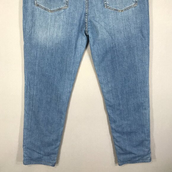 Eddie Bauer Jeans Womens 6P Blue Denim Boyfriend Flannel Lined Mid Rise Straight - Picture 5 of 13
